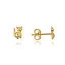 14K Yellow Gold Pet Cat Stud Earrings