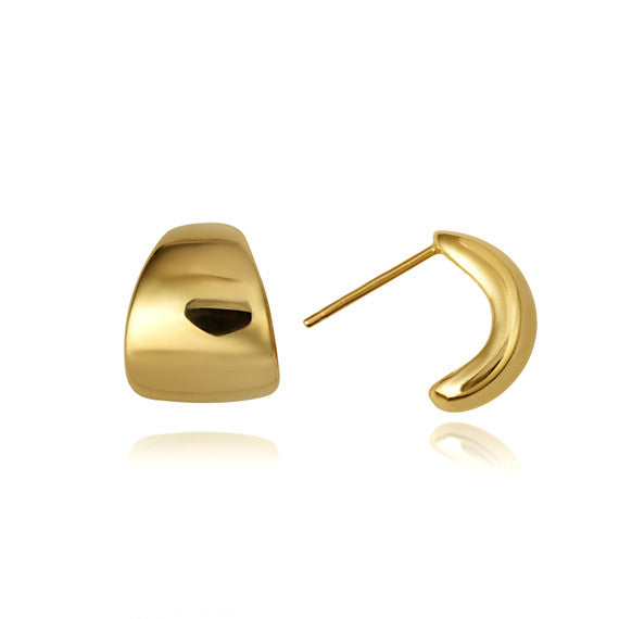 14K Yellow Gold Dome Huggie Earrings