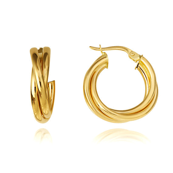 14K Yellow Gold Triple Hoop Earrings