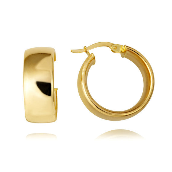 14K Solid Yellow Gold Wide Hoop Earrings