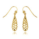 14K Yellow Gold Twisted Spiral Drop Dangle Earrings