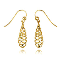 14K Yellow Gold Twisted Spiral Drop Dangle Earrings