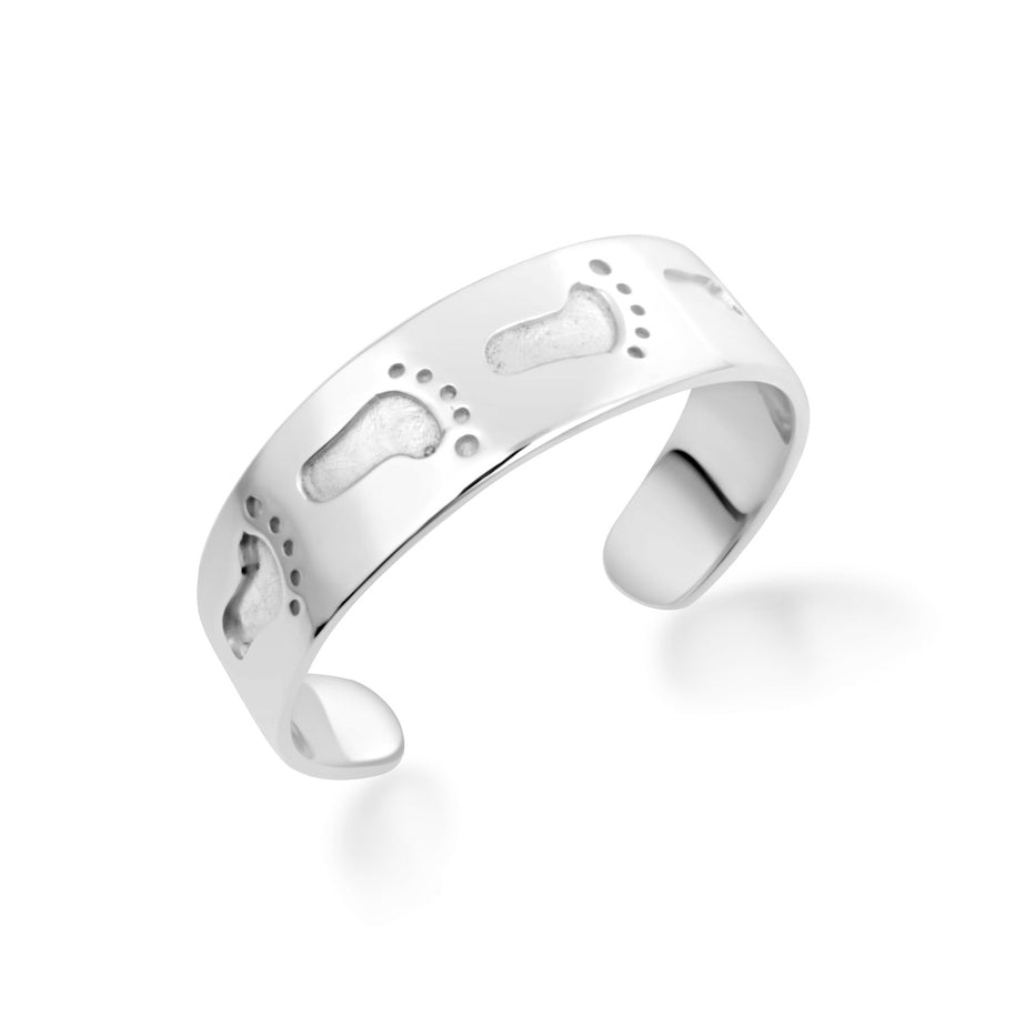 .925 Sterling Silver Footprint Toe Ring