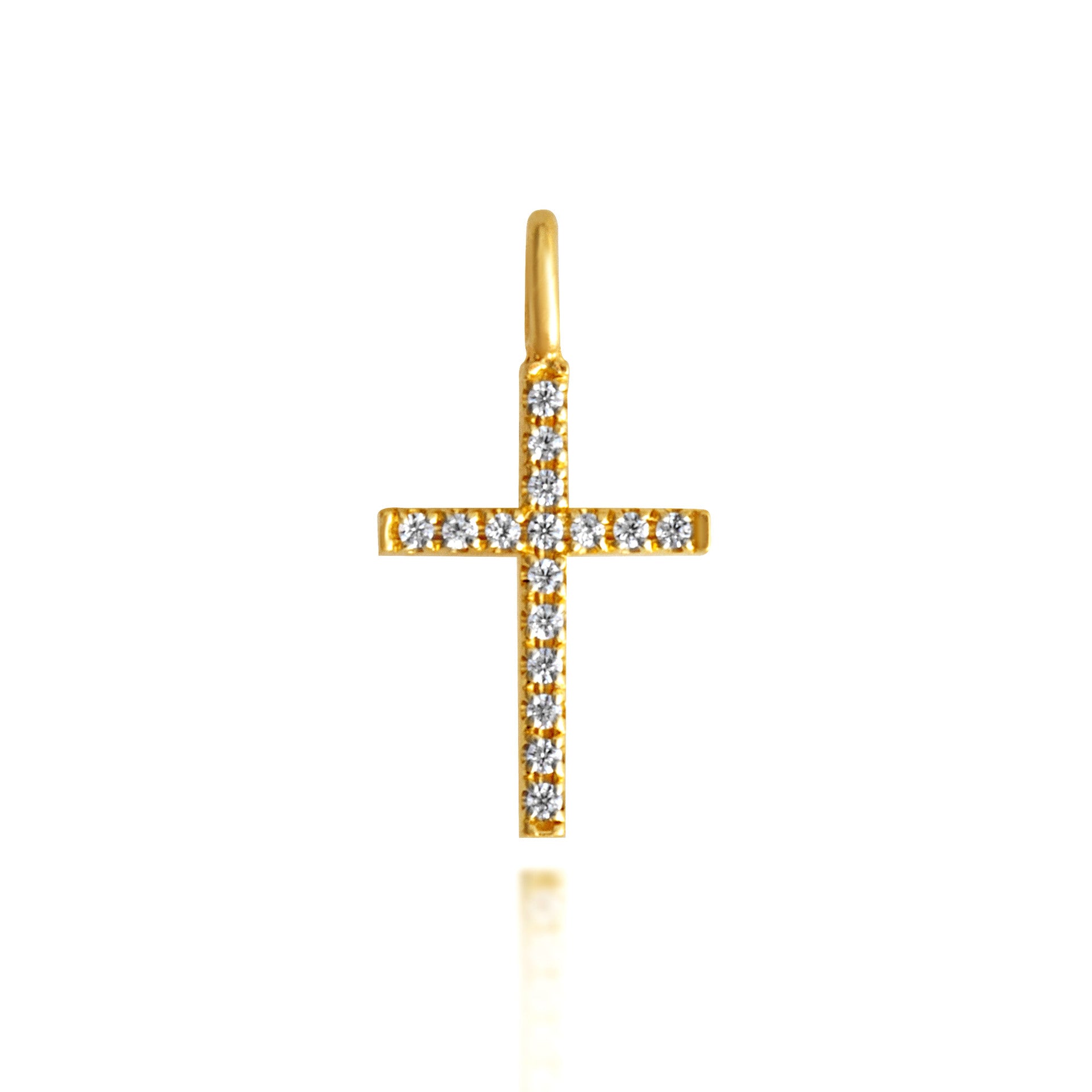 Gold Diamond Cross Charm Pendant Necklace