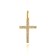 Gold Diamond Cross Charm Pendant Necklace