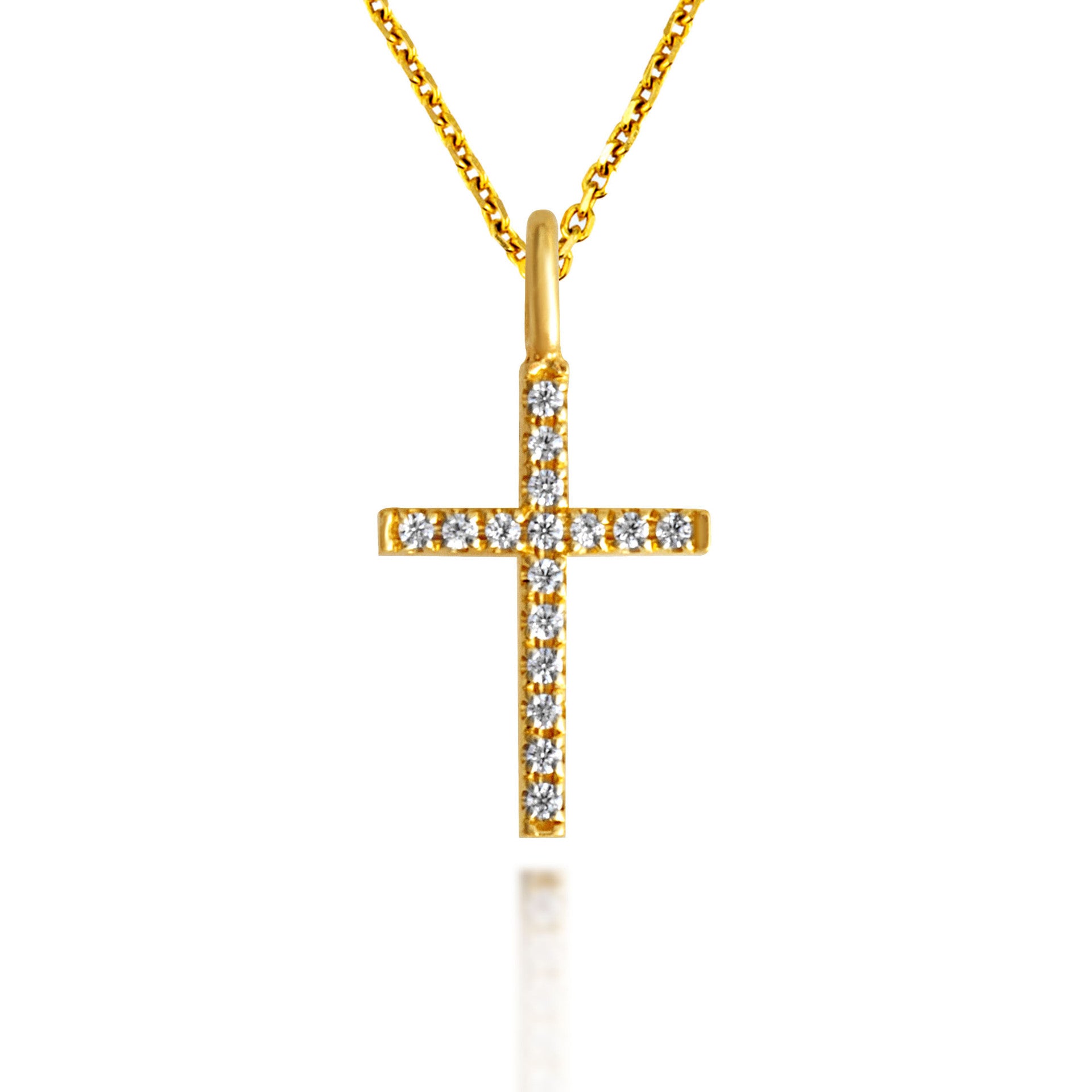 Gold Diamond Cross Charm Pendant Necklace