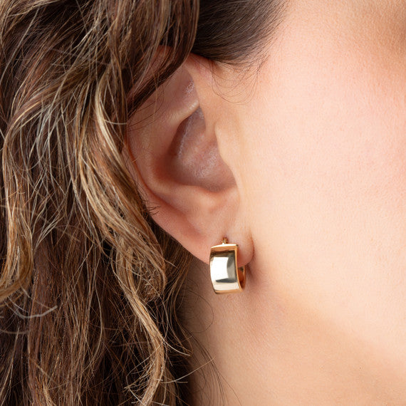 14K Yellow Gold Wide Hoop Earrings