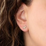 14K Yellow Gold Dachshund Pet Dog Stud Earrings