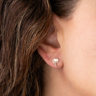 14K Yellow Gold Palm Tree Stud Earrings