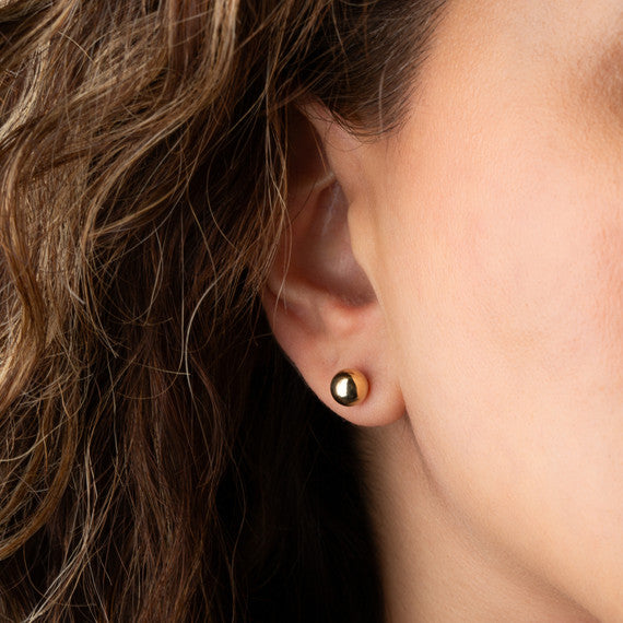 14K Yellow Gold Ball Stud Earrings (Available in Small/Medium/Large)