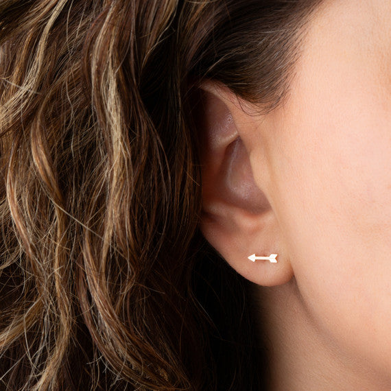 14K Yellow Gold Arrow Stud Earrings