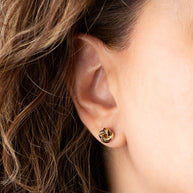 14K Yellow Gold Interlocking Love Knot Stud Earrings