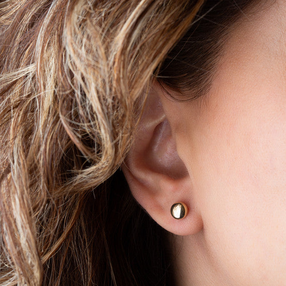 14K Yellow Gold Round Ball Stud Earrings 7mm