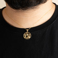 Gold Sea Shell Turtle & Starfish Marine Life Rope Pendant Necklace (Available in Yellow/Rose/White Gold)