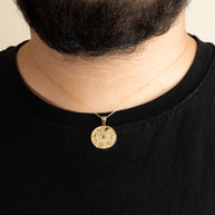 Gold Religious Interfaith Spiritual Medallion Pendant Necklace (Available in Yellow/Rose/White Gold)