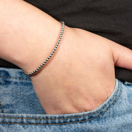 .925 Sterling Silver Adjustable Beaded Lariat Bracelet