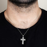 .925 Sterling Silver Religious Patron Saints Beaded Cross Pendant Necklace