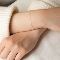 14K Yellow Gold Pink Enamel Beaded Bracelet 7
