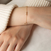 14K Yellow Gold Heart Infinity Love Bracelet 7