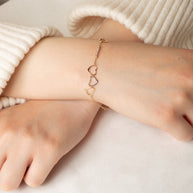 14K Tri-Color Gold Triple Heart Beaded Love Bracelet 12.5mm