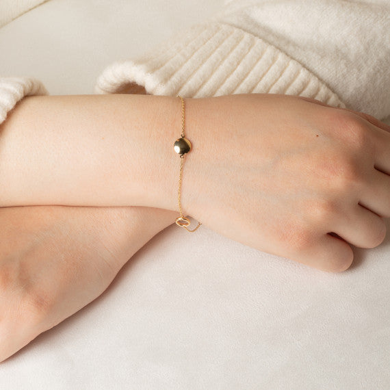 14K Yellow Gold Circle Link Bracelet 7