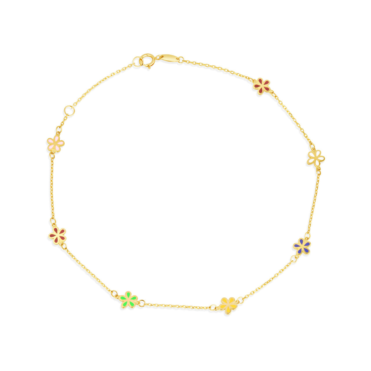14K Gold Flower Anklet