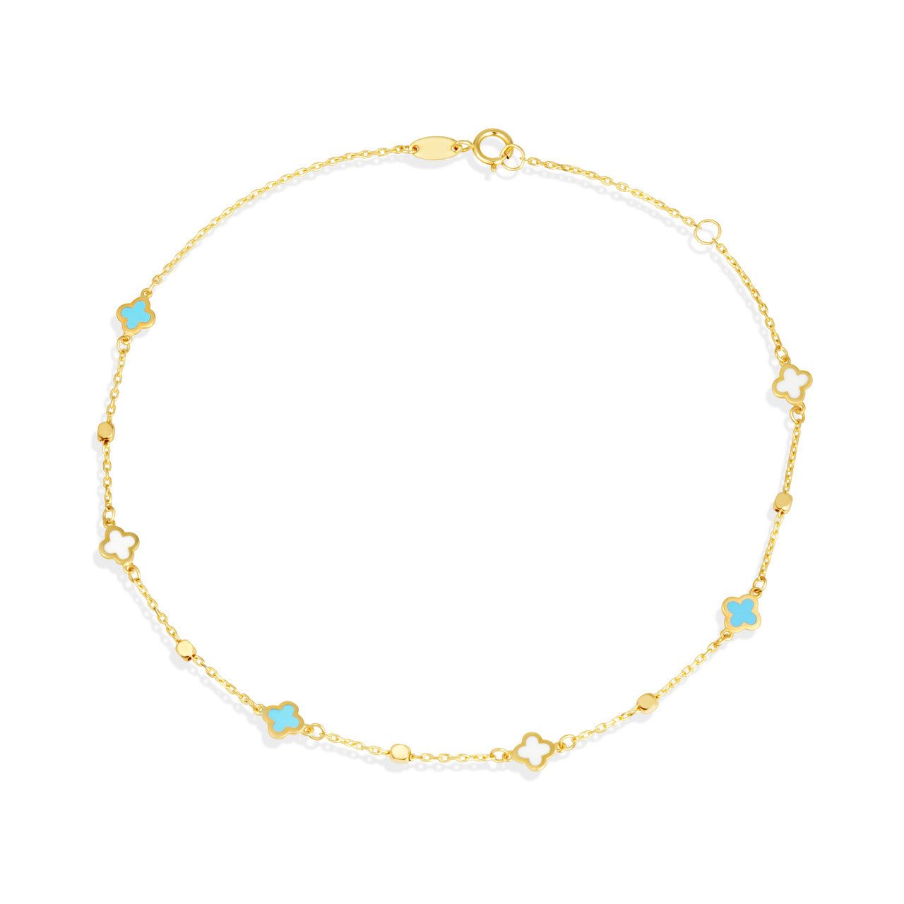 Four Leaf Clover Anklet in 14K Gold