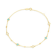 Four Leaf Clover Anklet in 14K Gold