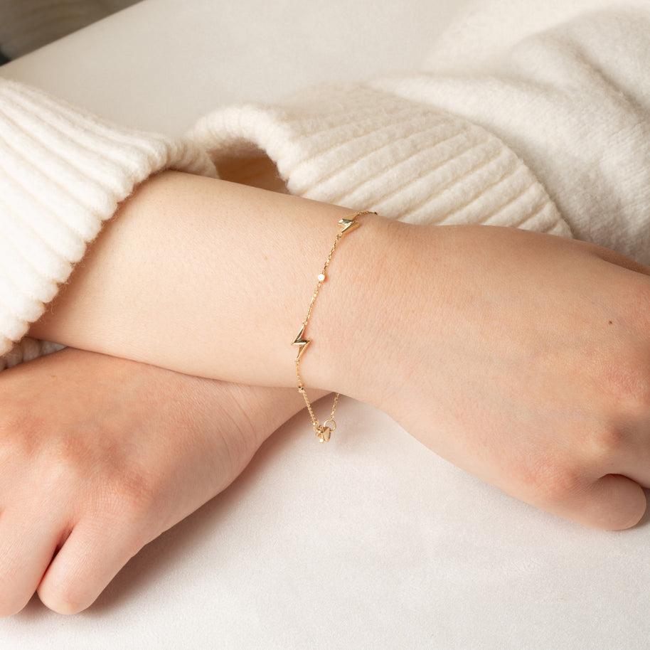 14K Yellow Gold Lightning Bolt Electric Bracelet 7
