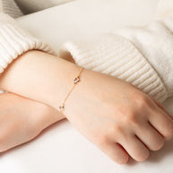 14K Yellow Gold Genuine Heart Gemstone Bracelet 7