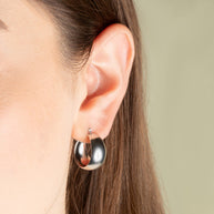 .925 Sterling Silver Dome Hoop Earrings