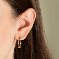 14K Yellow Gold Twisted Oval Hoop Earrings