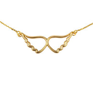 14K Gold Angel Wings Pendant Necklace (Available in Yellow/Rose/White Gold)