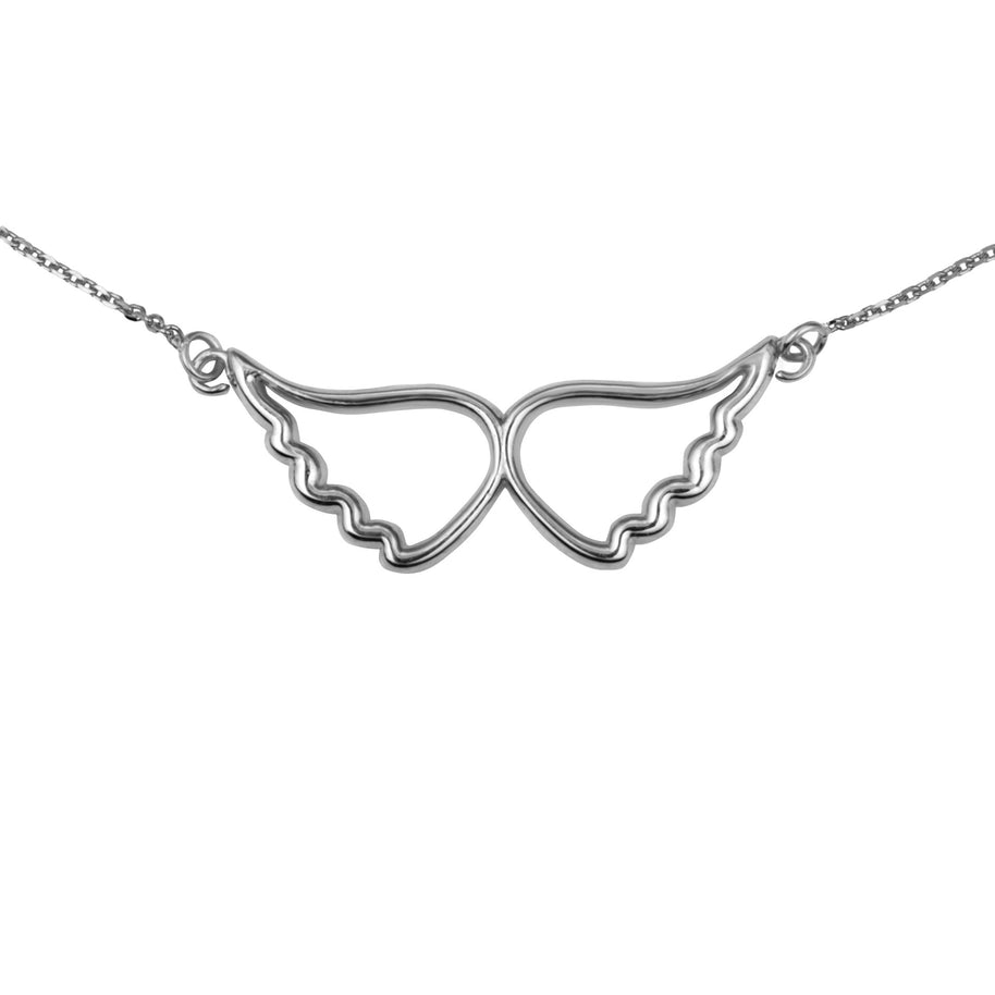 14K Gold Angel Wings Pendant Necklace (Available in Yellow/Rose/White Gold)