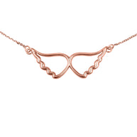 14K Gold Angel Wings Pendant Necklace (Available in Yellow/Rose/White Gold)