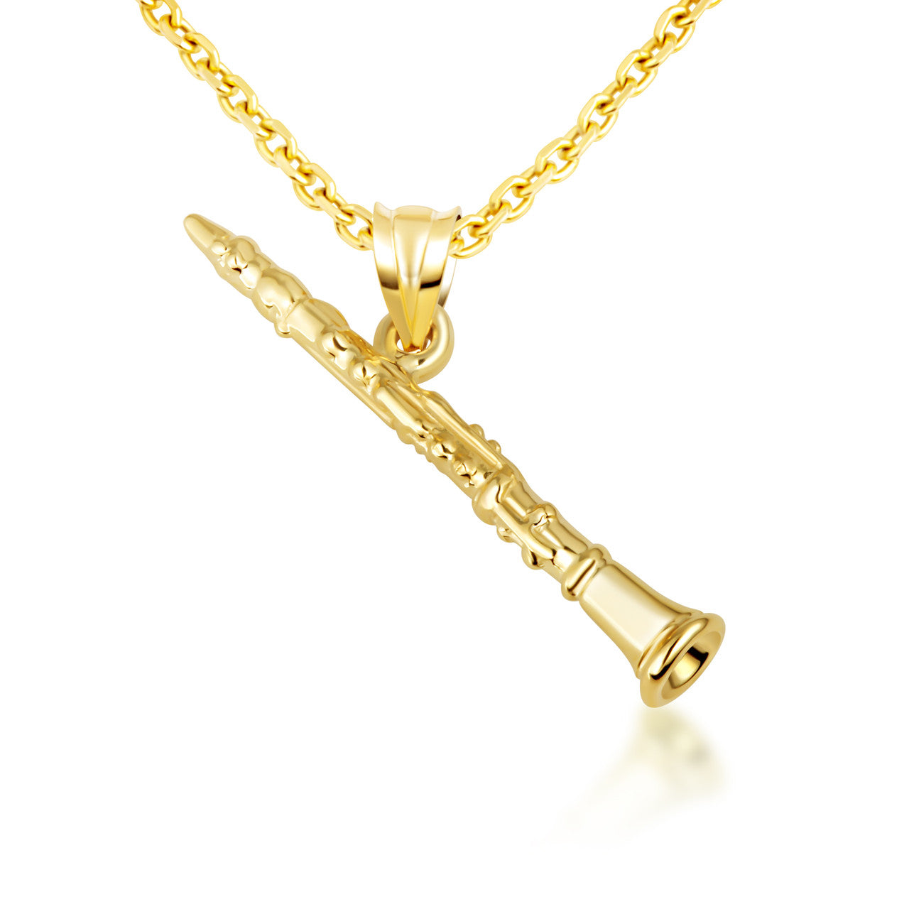 10K/14K Gold Clarinet Necklace (Available in Yellow Gold, Rose Gold, White Gold)