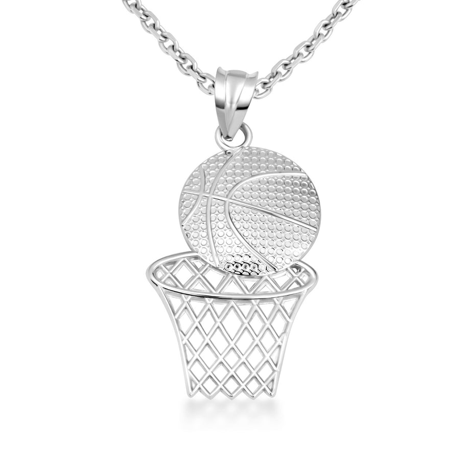 925 Sterling Silver Basketball Necklace