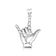 Gold ASL Sign Language I Love You Necklace S/L (Available in Yellow Gold, Rose Gold, White Gold)