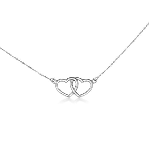 .925 Sterling Silver Double Heart Necklace