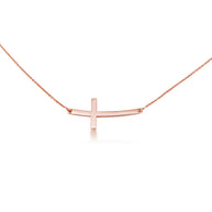 Sideways Cross Necklace in 14K Gold (Available in Yellow Gold, Rose Gold, White Gold)