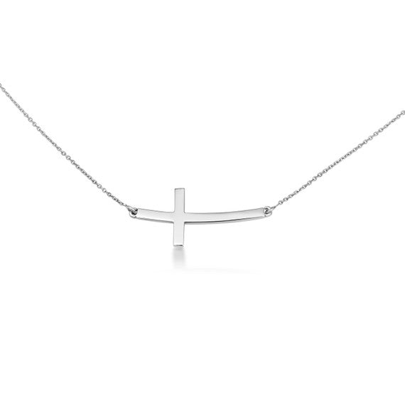 Sideways Cross Necklace in Silver