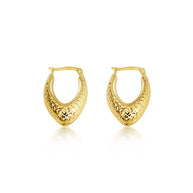 14K Yellow Gold Textured Hoop Earrings