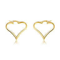 14K Yellow Gold Heart Shaped Love Hoop Earrings