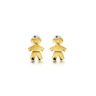 14K Yellow Gold Boy Stud Earrings