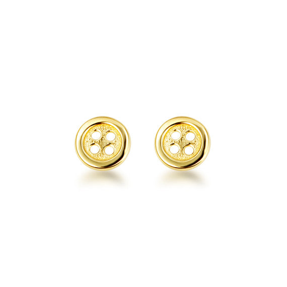 14K Yellow Gold Button Stud Earrings