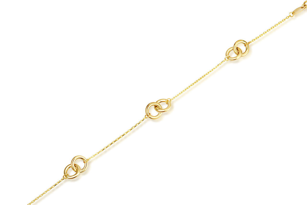 14K Yellow Gold Intertwined Circle Link Eternity Bracelet