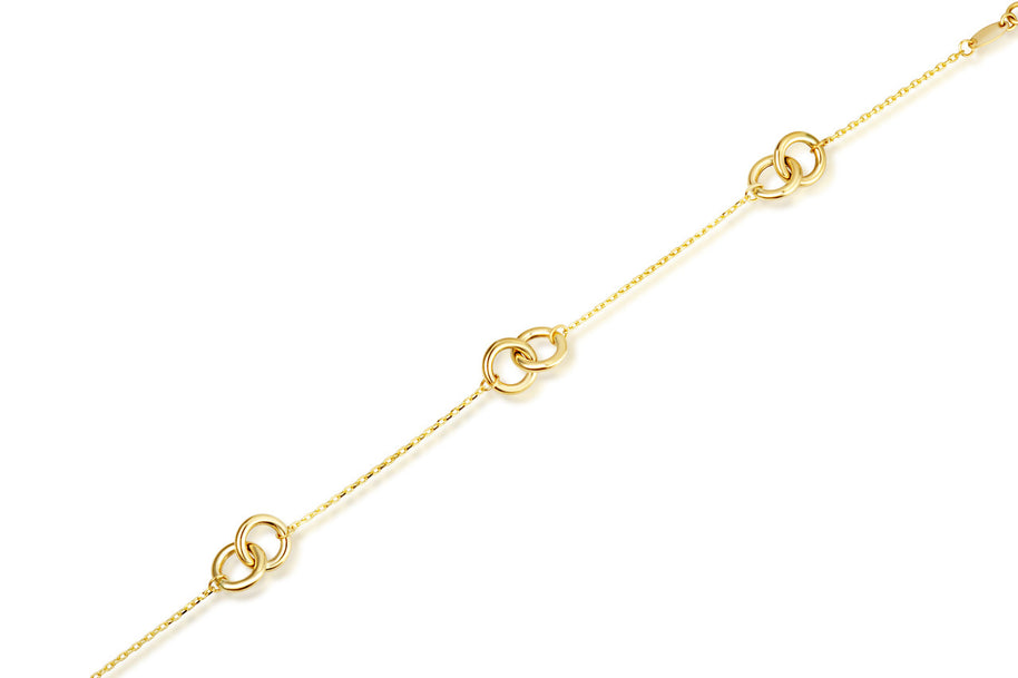 14K Yellow Gold Intertwined Circle Link Eternity Bracelet