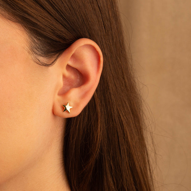 14K Gold Star Stud Earrings