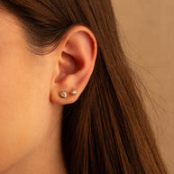 14K Gold 4.3mm Bezel Set Cubic Zirconia Solitaire Stud Earrings