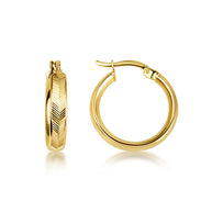 14K Yellow Gold Chevron Hoop Earrings